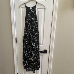 White House Black Market Black and White High Low Dress
